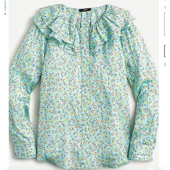 J. Crew Tops - J.Crew Ruffle Top FIELD DAY PRINT Blouse